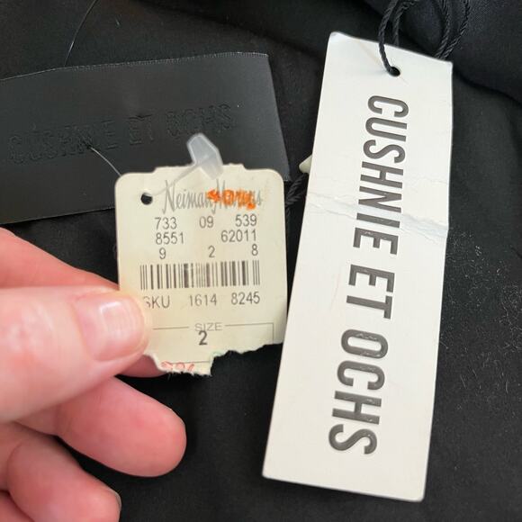 Cushnie et Ochs Black Wool Blend Jacquard Deep V Tiered A-Line Mini Dress 2 NWT - Picture 14 of 16